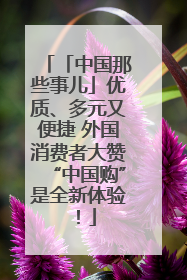 「中国那些事儿」优质、多元又便捷 外国消费者大赞“中国购”是全新体验！