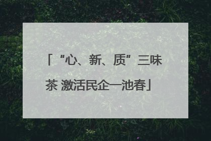 “心、新、质”三味茶 激活民企一池春