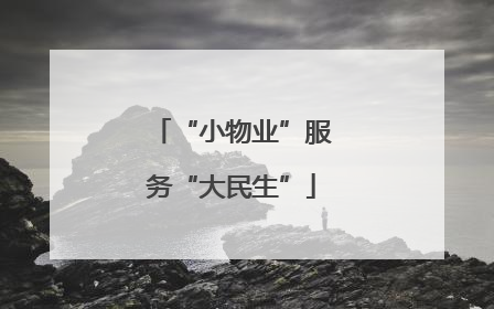 “小物业”服务“大民生”