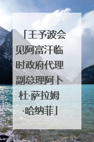 王予波会见阿富汗临时政府代理副总理阿卜杜·萨拉姆·哈纳菲