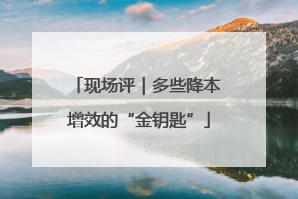 现场评｜多些降本增效的“金钥匙”