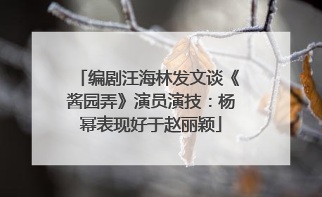 编剧汪海林发文谈《酱园弄》演员演技：杨幂表现好于赵丽颖