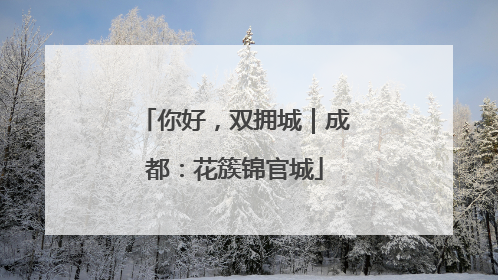 你好，双拥城｜成都：花簇锦官城