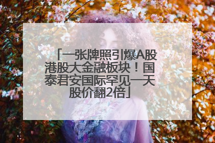 一张牌照引爆A股港股大金融板块！国泰君安国际罕见一天股价翻2倍