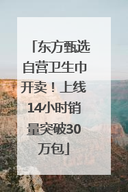 东方甄选自营卫生巾开卖！上线14小时销量突破30万包