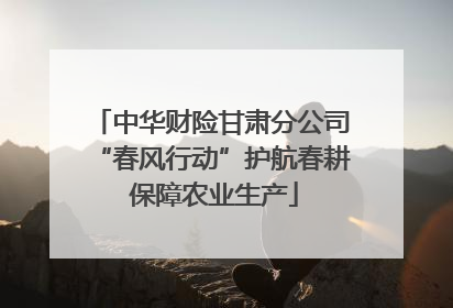 中华财险甘肃分公司“春风行动”护航春耕 保障农业生产