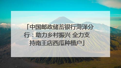 中国邮政储蓄银行菏泽分行：助力乡村振兴 全力支持南王店西瓜种植户