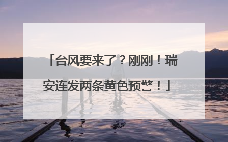 台风要来了？刚刚！瑞安连发两条黄色预警！
