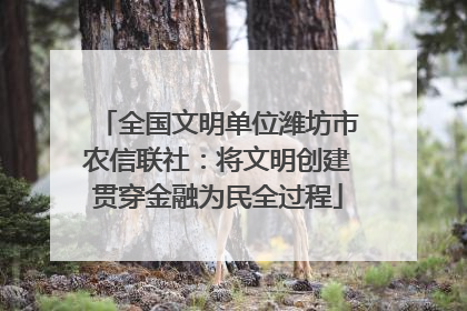 全国文明单位潍坊市农信联社：将文明创建贯穿金融为民全过程