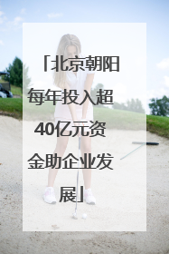 北京朝阳每年投入超40亿元资金助企业发展