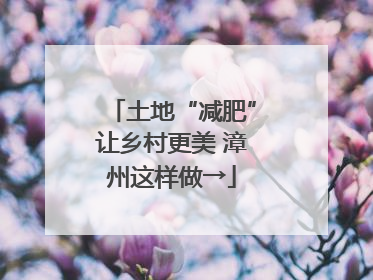 土地“减肥”让乡村更美 漳州这样做→