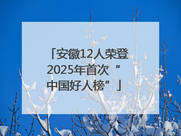 安徽12人荣登2025年首次“中国好人榜”