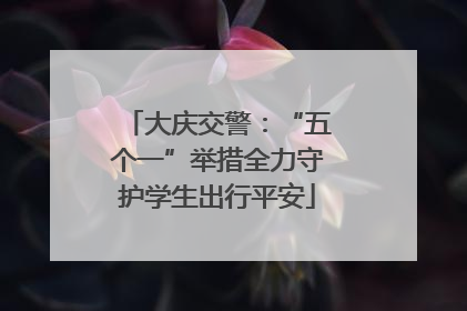 大庆交警：“五个一”举措全力守护学生出行平安