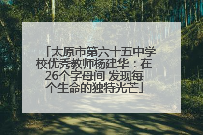 太原市第六十五中学校优秀教师杨建华：在26个字母间 发现每个生命的独特光芒