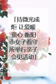 持微光成炬 让爱暖童心 衡阳市女子看守所举行亲子会见活动