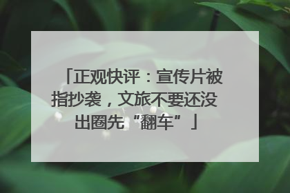 正观快评：宣传片被指抄袭，文旅不要还没出圈先“翻车”