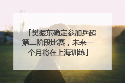 樊振东确定参加乒超第二阶段比赛，未来一个月将在上海训练