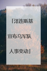 泽连斯基宣布乌军队人事变动