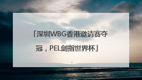 深圳WBG香港邀请赛夺冠，PEL剑指世界杯