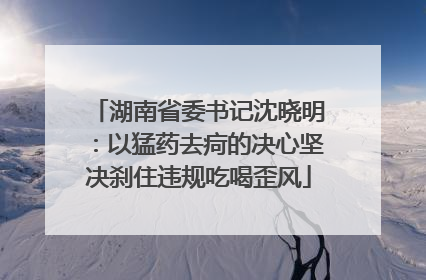 湖南省委书记沈晓明：以猛药去疴的决心坚决刹住违规吃喝歪风