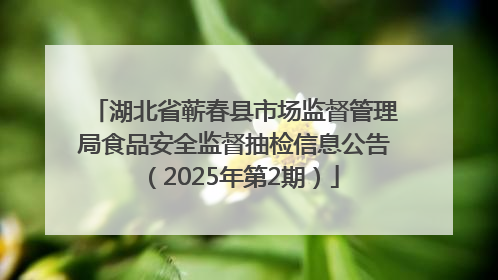 湖北省蕲春县市场监督管理局食品安全监督抽检信息公告（2025年第2期）