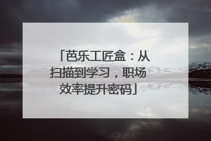芭乐工匠盒：从扫描到学习，职场效率提升密码