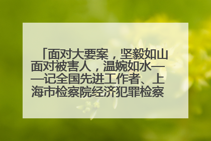 面对大要案，坚毅如山面对被害人，温婉如水——记全国先进工作者、上海市检察院经济犯罪检察部主任马玮玮