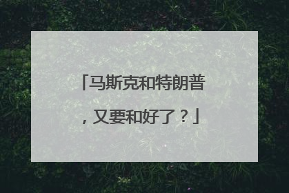 马斯克和特朗普，又要和好了？
