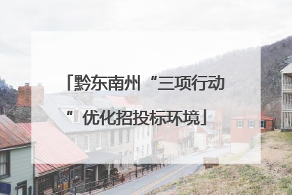 黔东南州“三项行动”优化招投标环境