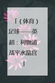 （体育）足球——英超：利物浦战平水晶宫