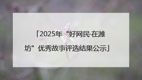 2025年“好网民·在潍坊”优秀故事评选结果公示