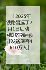 2025年铁路暑运于7月1日启动 国铁济南局预计发送旅客4610万人