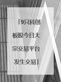 9只科创板股今日大宗交易平台发生交易